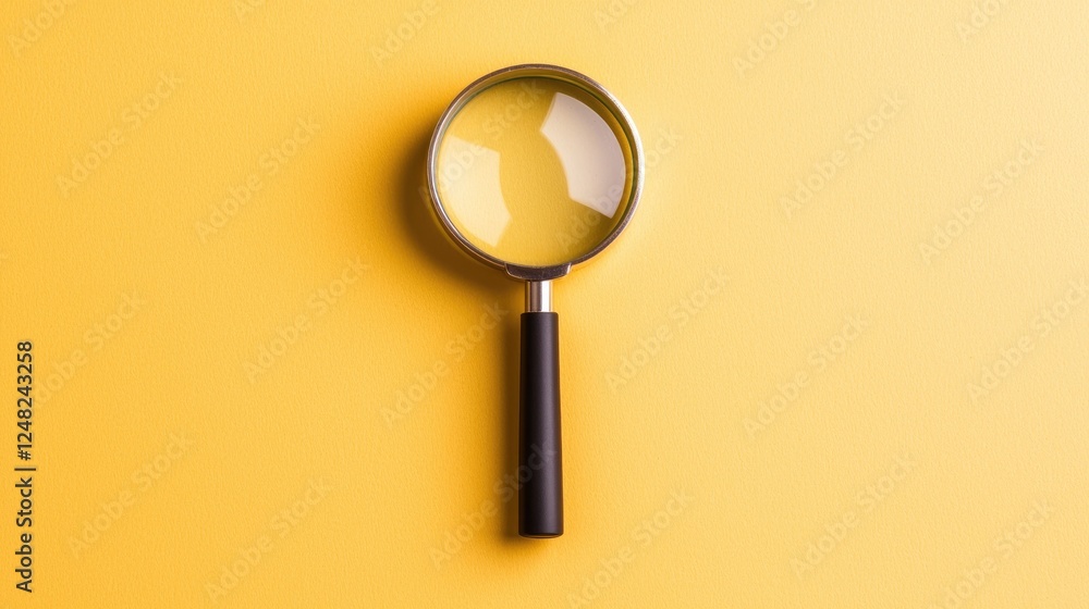 Poster magnifying glass focuses on details studio setting creative photography minimalist design close-up v