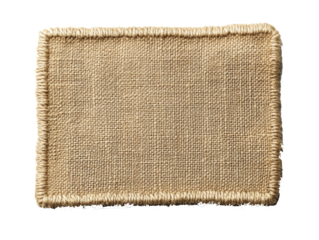 Rectangular fabric label featuring a stitched border, suitable for branding or garment labeling. It offers a minimalist, eco-friendly look. Isolated on transparent background