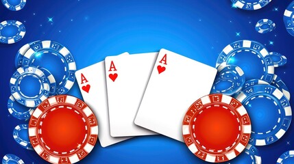 Obraz premium Exciting poker game with aces and chips casino graphic design colorful background top view gambling strategy
