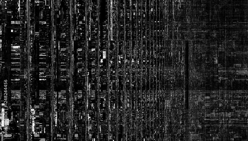 Poster Abstract creative glitch overlay texture. Geometric pixel pattern of a digital glitch on transparent background, digital pattern