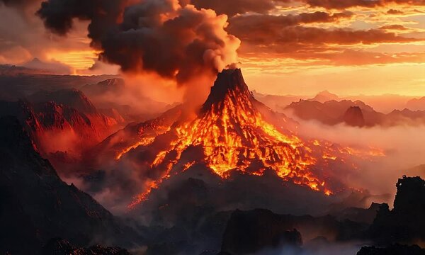 a timelapse of a vulcano erruption