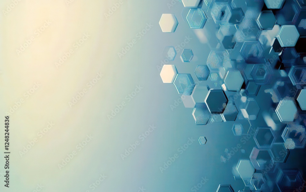Aufkleber abstract background with blue hexagonal shapes and soft light - digital technology and innovation co