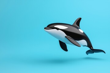 Obraz premium A playful orca swimming gracefully in a vibrant blue ocean.