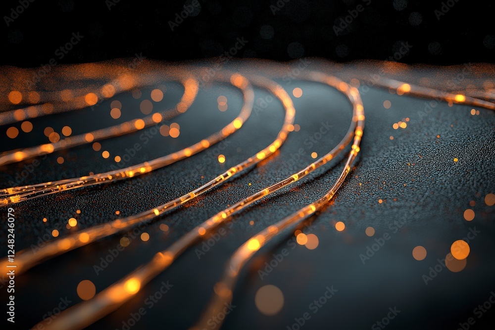 Poster flowing lines with glowing particles creating a stunning abstract background for designs and digital