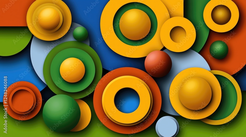 Poster colorful geometric patterns abstract art digital design vibrant environment overhead view creative c