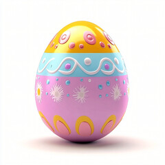 Bright Colorful Easter Eggs on White Background.