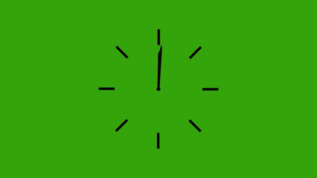 Simple clock icon spinning animation. Clock icon flat style 24 hours day fast speed with moving timer clock rotation