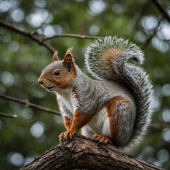 Close-up of gray squirrel sitting on a rock in forest South Africa National Park Close-up of gray squirrel sitting on a rock in forest South Africa National Park A curious squirrel holding a nut, 