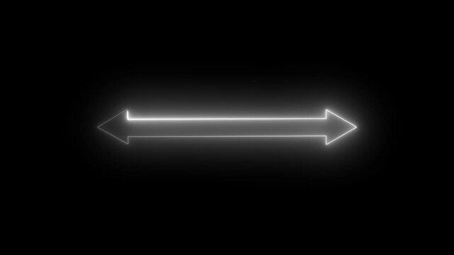 Neon double side arrow icon, distance concept double side arrow animation. left and right side arrow animation.