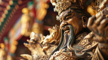 Fototapeta premium Intricate Bronze Statue of a Deity