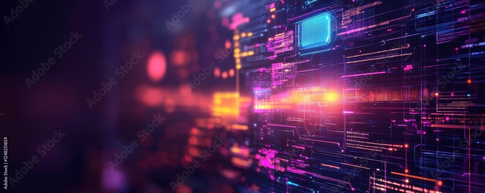 Aufkleber a vibrant digital abstract with colorful data streams and glowing elements, representing technology,