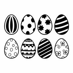 Easter Egg Silhouette Vector, Easter Egg Vector, Hand drawn set of Easter eggs doodle, Easter eggs icons set