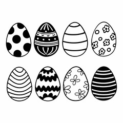 Easter Egg Silhouette Vector, Easter Egg Vector, Hand drawn set of Easter eggs doodle, Easter eggs icons set