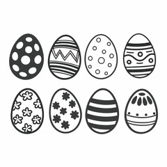 Easter Egg Silhouette Vector, Easter Egg Vector, Hand drawn set of Easter eggs doodle, Easter eggs icons set