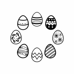 Easter Egg Silhouette Vector, Easter Egg Vector, Hand drawn set of Easter eggs doodle, Easter eggs icons set
