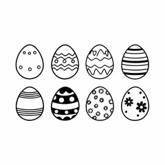 Easter Egg Silhouette Vector, Easter Egg Vector, Hand drawn set of Easter eggs doodle, Easter eggs icons set