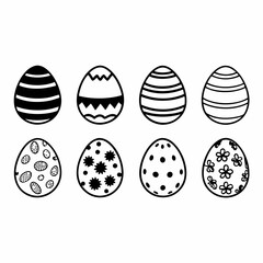 Easter Egg Silhouette Vector, Easter Egg Vector, Hand drawn set of Easter eggs doodle, Easter eggs icons set
