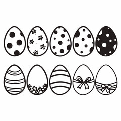 Easter Egg Silhouette Vector, Easter Egg Vector, Hand drawn set of Easter eggs doodle, Easter eggs icons set