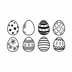 Easter Egg Silhouette Vector, Easter Egg Vector, Hand drawn set of Easter eggs doodle, Easter eggs icons set