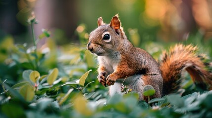 Obraz premium Squirrel in Lush Green Forest