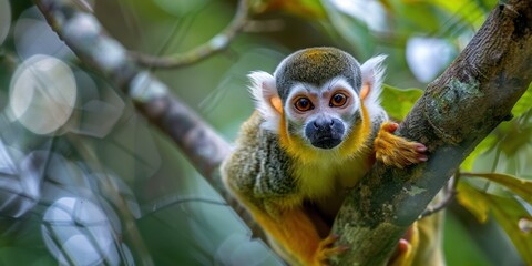 Obraz premium Close-up of a Squirrel Monkey in its Natural Habitat