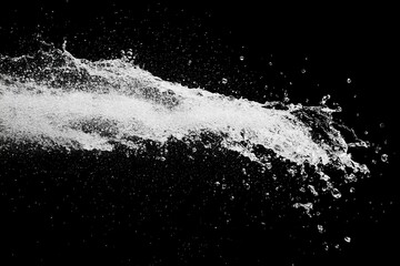Dynamic Water Splash Isolated on Black Background Showcasing Fluid Motion and Energy. Generative AI