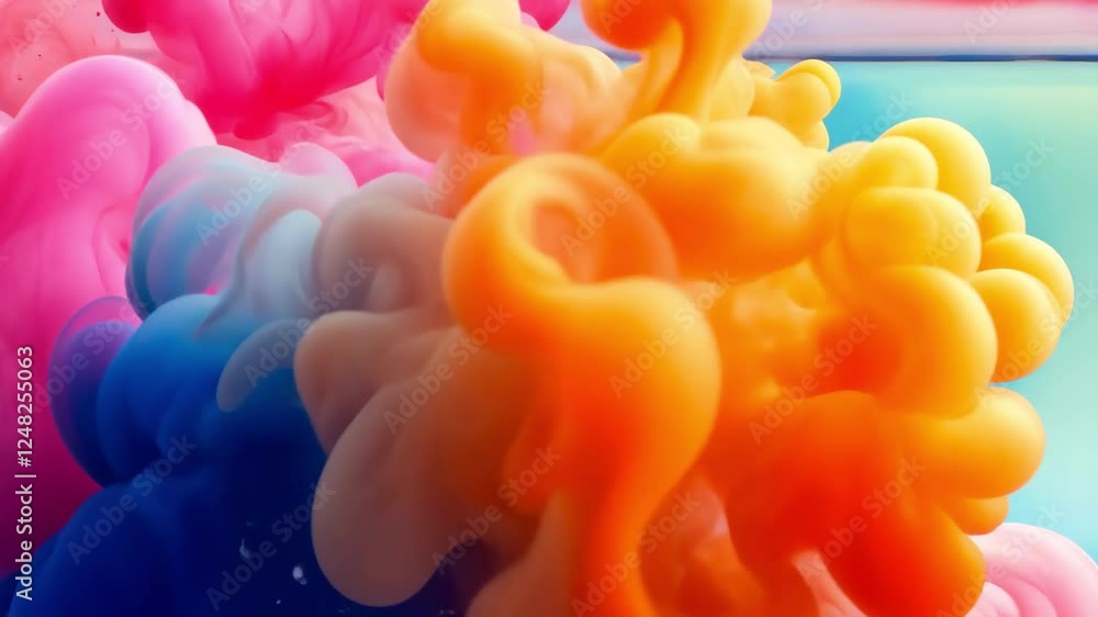 Poster vibrant colors swirl and blend dynamically in an abstract, fluid composition