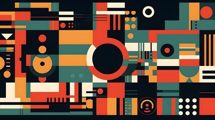 Colorful abstract geometric pattern, vibrant shapes and bold colors create an engaging visual, perfect for modern design themes.