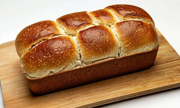 Golden-Brown Crusty Boule Loaf of Artisan Bread on Wooden Board