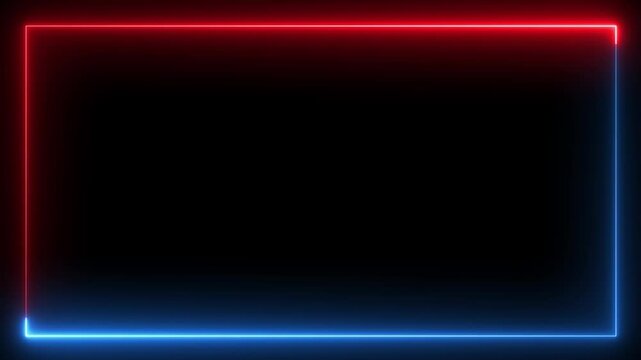 Abstract glowing neon rectangle border frame. Animation of glowing neon rectangles abstract background. 