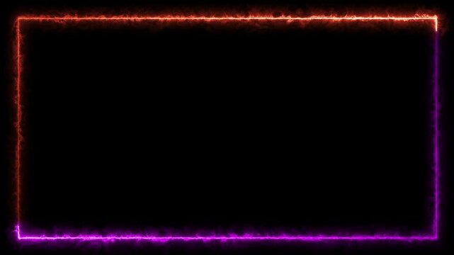 Abstract glowing neon rectangle border frame. Animation of glowing neon rectangles abstract background. 