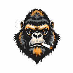 Fototapeta premium Gorilla smoking illustration