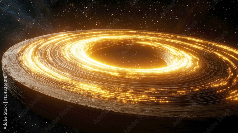 Poster cosmic ring: a glowing celestial orbit in the universe. digital art exploring the wonders of space, 
