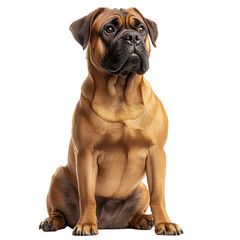 Obraz premium Majestic Bullmastiff Dog Breed Sitting Pose Studio Shot Canine Portrait Brown Fur