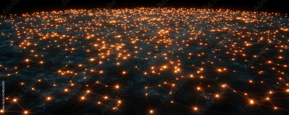 Poster a mesmerizing view of sparkling lights scattered across a dark surface, creating a beautiful starry 