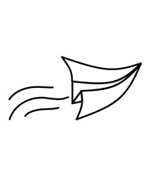 Paper airplane illustration in sketch and outline form