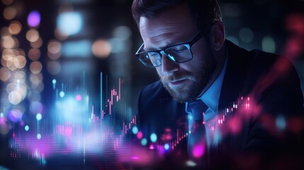 Analyzing financial data trends business office digital analysis modern environment close-up perspective