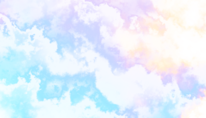 Pastel rainbow colorful soft cloud isolated on transparent background. Heaven unicorn abstract cloudy background