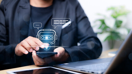 AI Chatbot intelligent digital customer service application concept, Artificial intelligence...