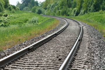 Railway landscape in summer.