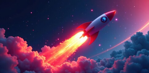 Obraz premium Sleek rocket, vibrant color streaks, dynamic lines, abstract, speed lines