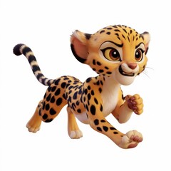 cute cheetah cub ready to pounce.  The cheetah cub is rendered in a cartoon style with vibrant colors and expressive features.