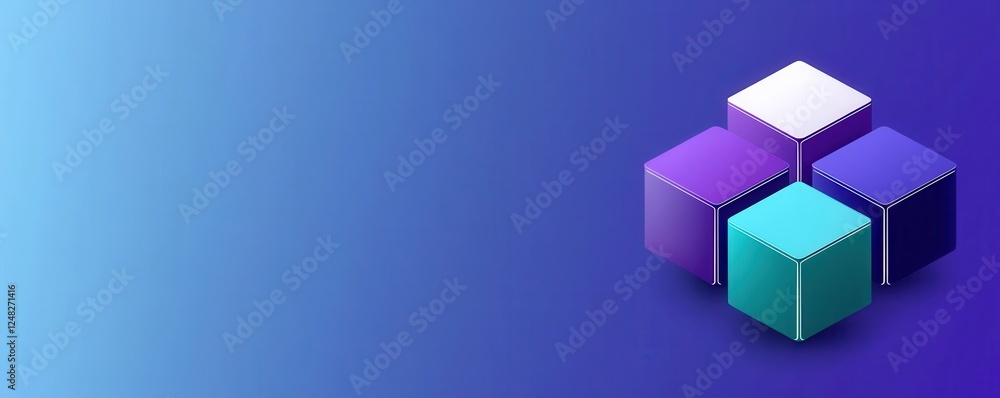 Aufkleber A gradient background with colorful cubes arranged in a modern design, emphasizing depth and technology.