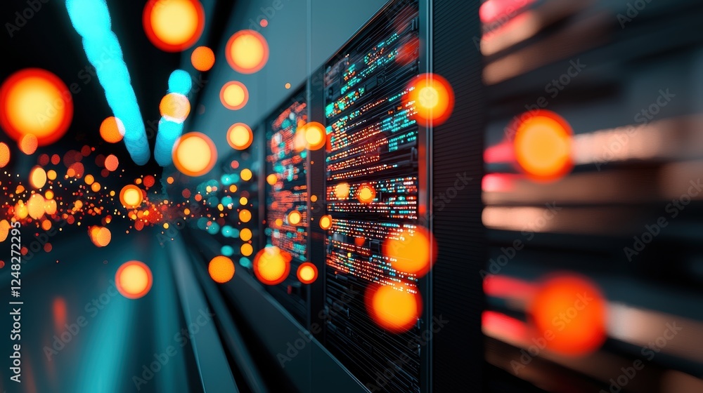 Poster a control room at a major transportation hub with operators monitoring multiple screens displaying r