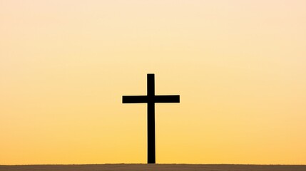 Easter Concepts. Silhouette of a cross against a sunset background.