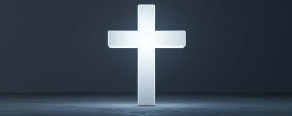 Fototapeta premium Easter Concepts. Illuminated cross against a dark background.
