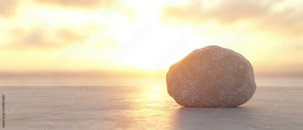 Poster easter concepts. rock in the foreground with a sunset background over the ocean.