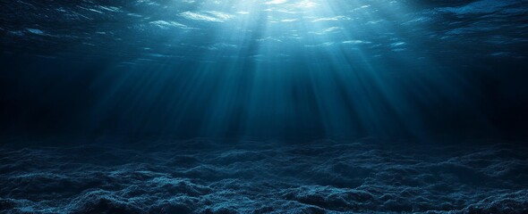 Underwater Scene, Sunlight Beams, Ocean Floor
