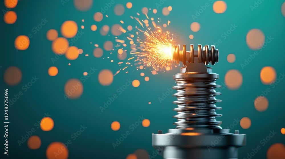 Aufkleber a close up shot of a spark plug igniting, creating a spark that initiates combustion in an engine, h