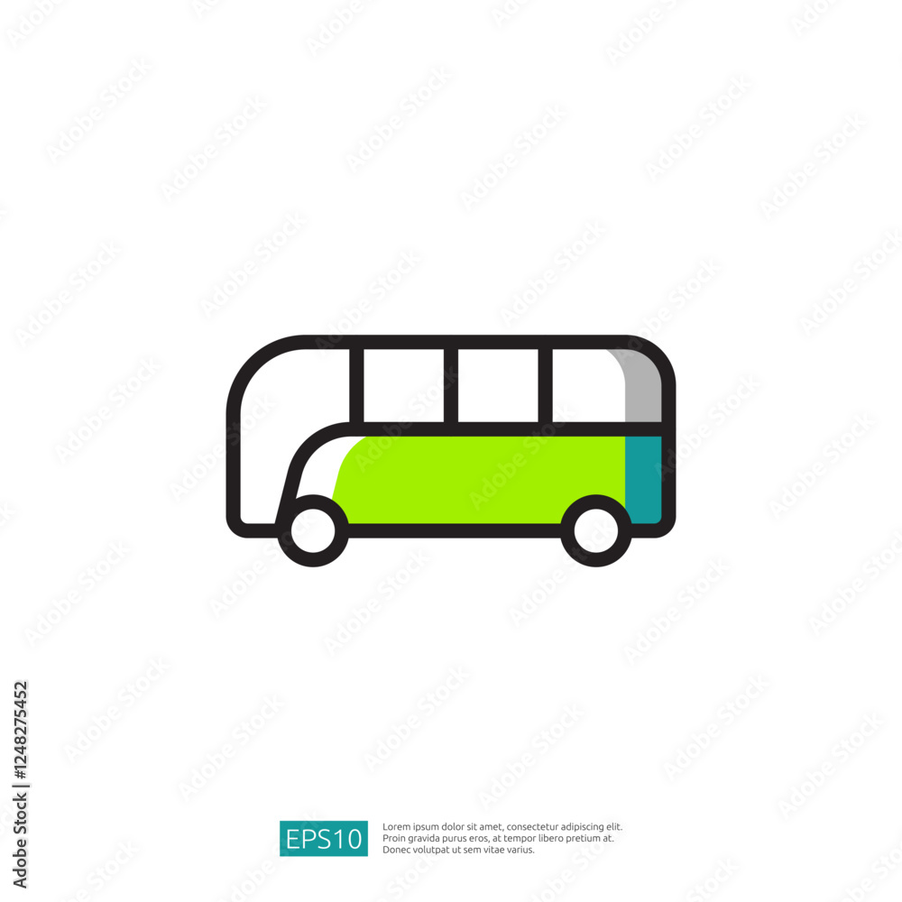 Aufkleber colorful modern bus icon with rounded edges in green and blue color scheme. a simple design for tran